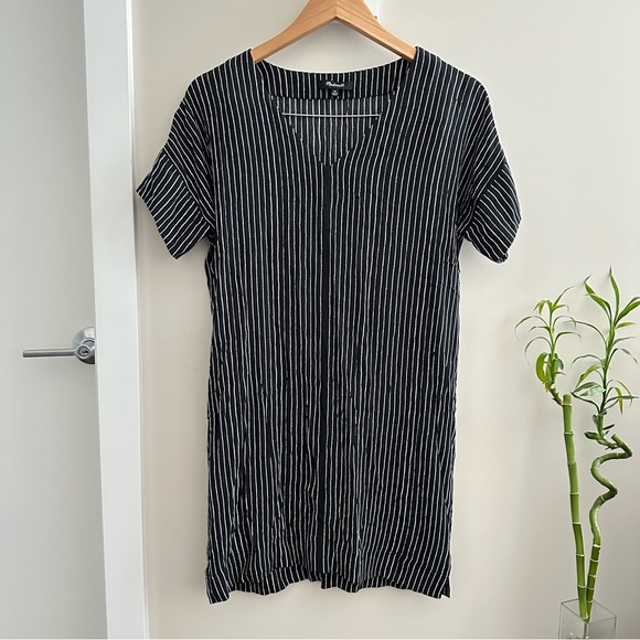 Madewell Black Striped Novel T-shirt Mini Dress - Picture 2 of 8